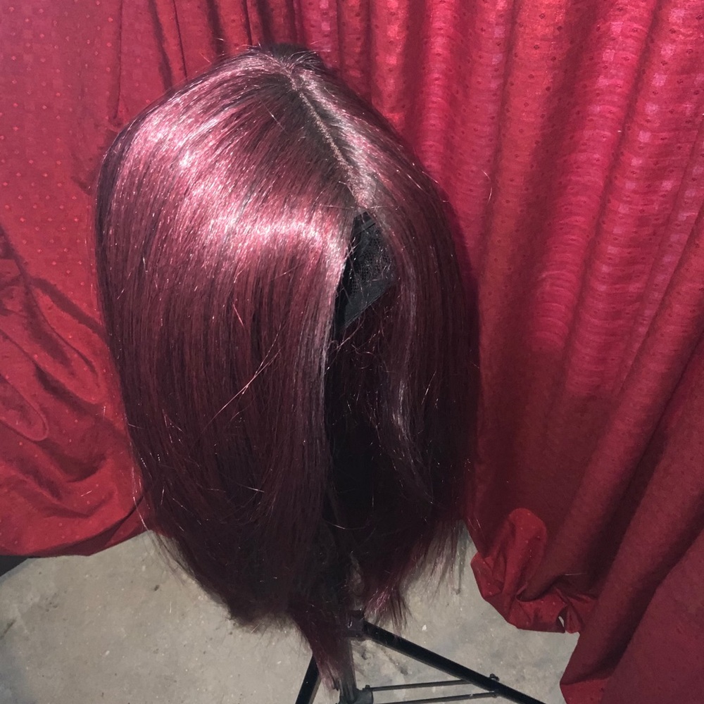 Burgundy Long Straight Wig